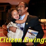 Granddaughter Kya helps Dr. Willie Ewing celebrate as the 2019 Lemoore Chamber of Commerce Citizen of the Year during Friday night's annual Chamber Installation Dinner. 